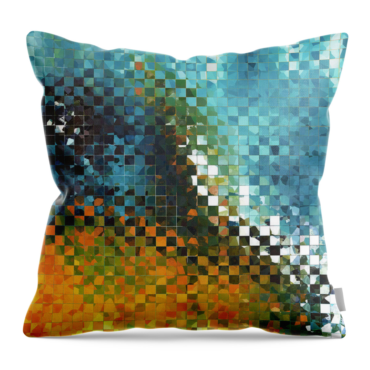 Abstract Throw Pillow featuring the painting Abstract Art - Pieces 9 - Sharon Cummings by Sharon Cummings