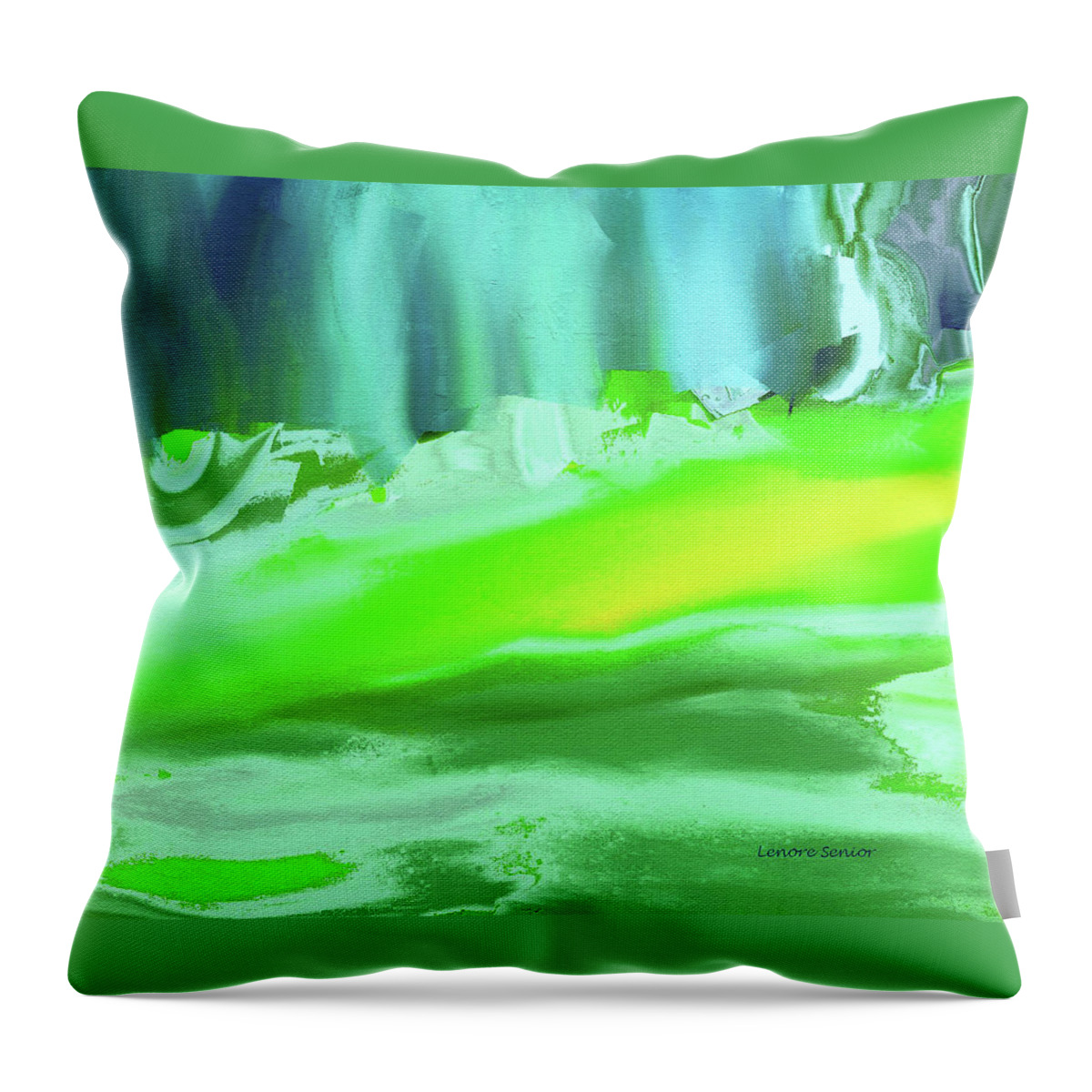 Abstract Throw Pillow featuring the painting Abstract - Blue Woods by Lenore Senior