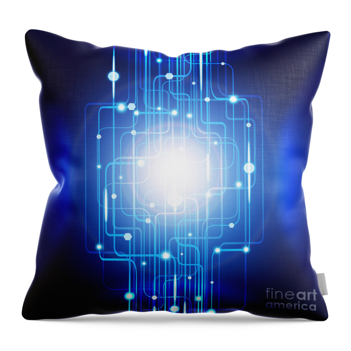 Abstract Throw Pillow featuring the photograph Abstract Circuit Board Lighting Effect by Setsiri Silapasuwanchai