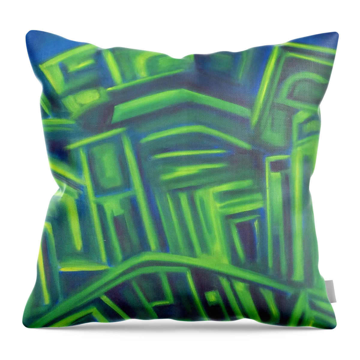Minimalist Throw Pillow featuring the painting Abstract cityscape series III by Patricia Cleasby