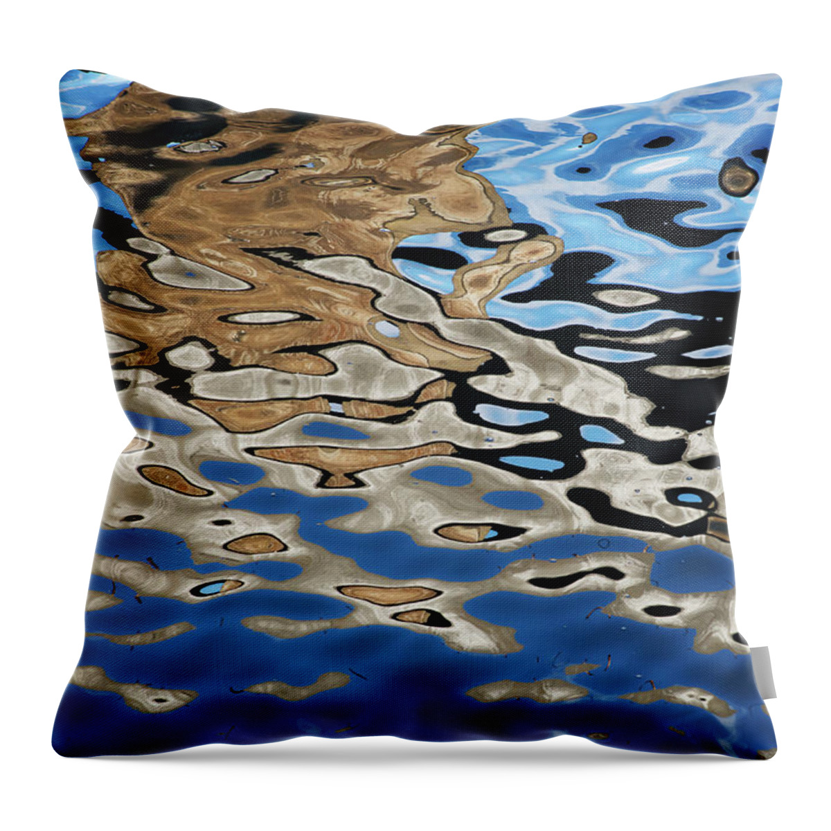 Abstract Throw Pillow featuring the photograph Abstract Dock Reflections I Color by David Gordon