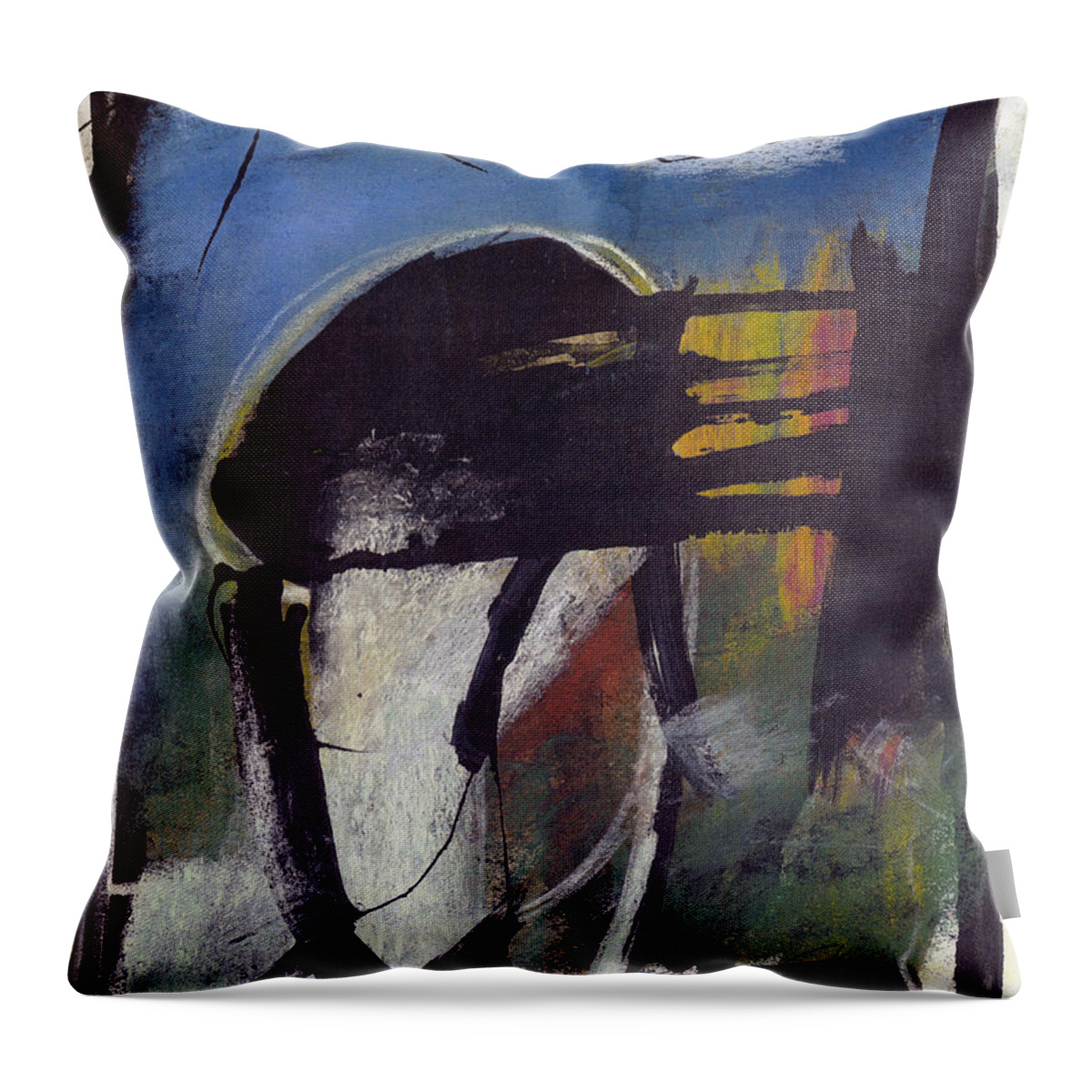 Painting Throw Pillow featuring the pastel Abstract Figure in Landscape by JC Armbruster