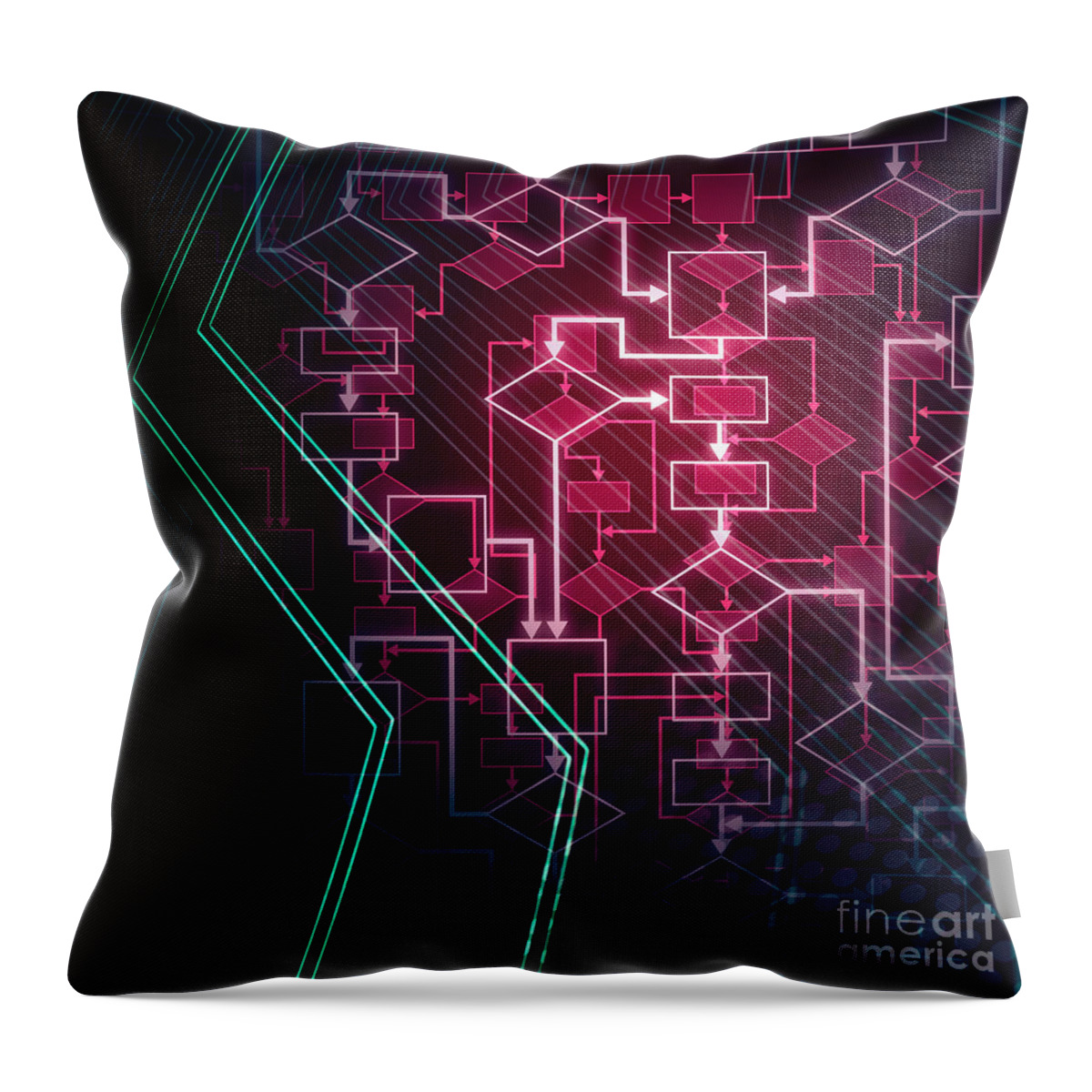 Flowchart Throw Pillow featuring the photograph Abstract Flowchart Background by Maxim Images Exquisite Prints