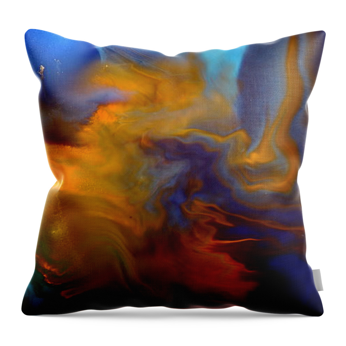 Fluid Throw Pillow featuring the painting Abstract Fluid Art Escape into the Unknown liquid Painting Macro Photography by kredart by Serg Wiaderny
