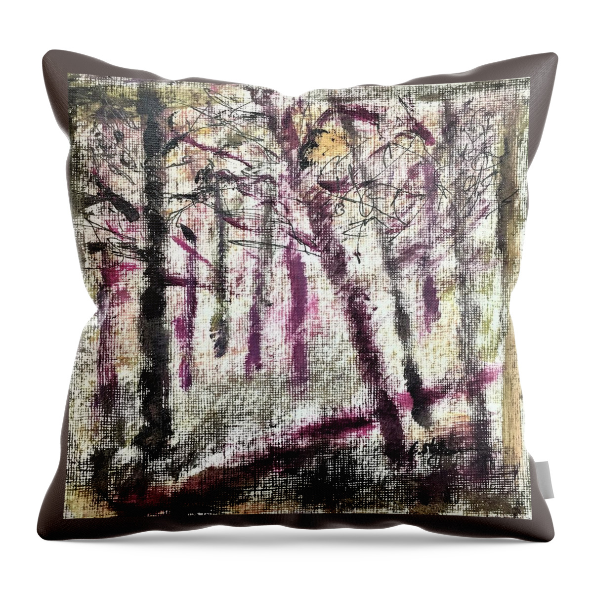 Painting Throw Pillow featuring the painting Abstract Forest by Cristina Stefan