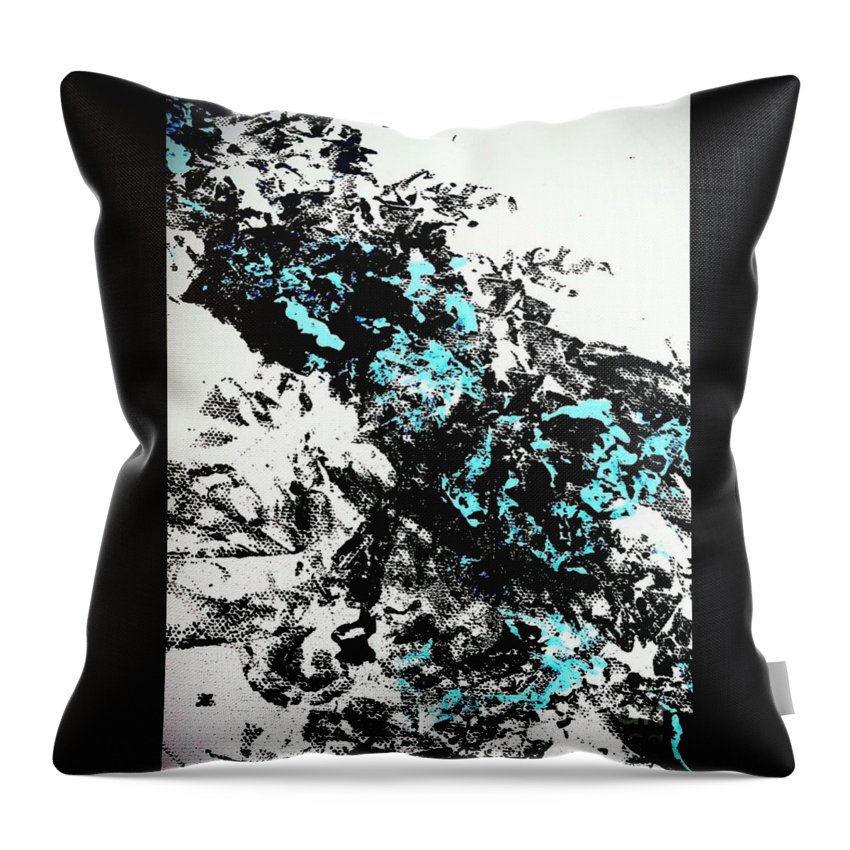 Blue Throw Pillow featuring the painting Abstract In Blue And Black by Jacqueline McReynolds