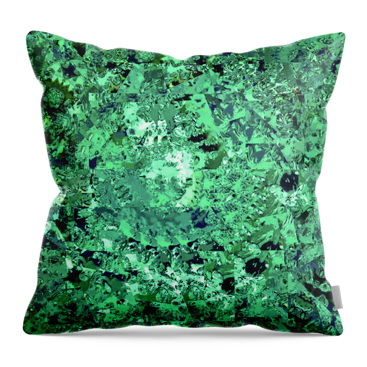 Abstract In Green Throw Pillow featuring the digital art Abstract in Green No. 56-3 by Sandy Taylor