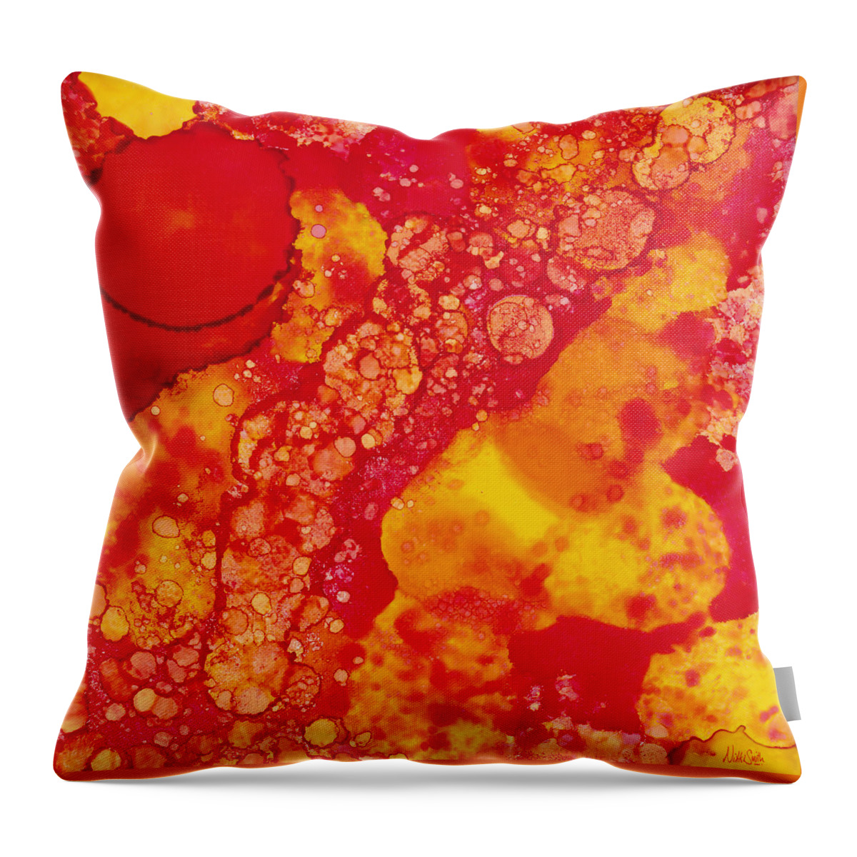 Red Throw Pillow featuring the painting Abstract Intensity by Nikki Marie Smith