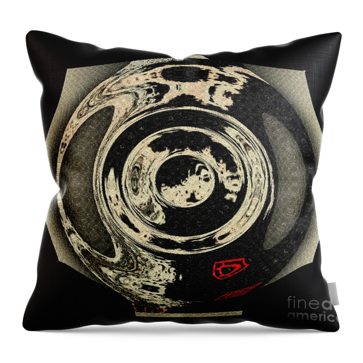 Abstract Throw Pillow featuring the digital art Abstract Japanese Vase Black by Dorlea Ho
