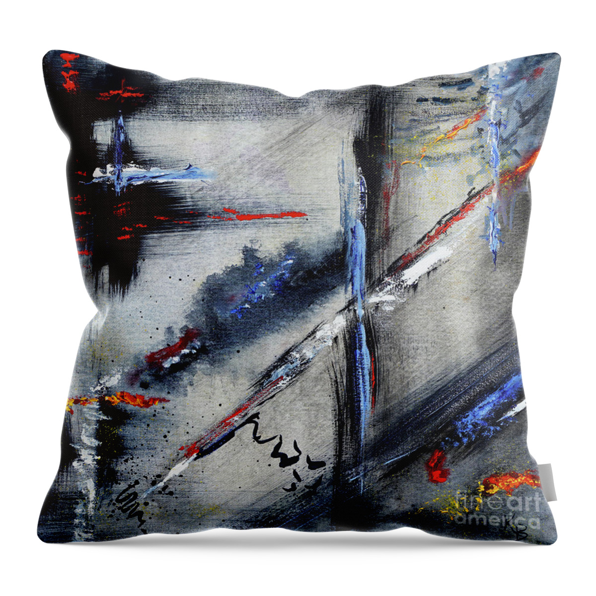 Abstract Throw Pillow featuring the painting Abstract by Karen Fleschler