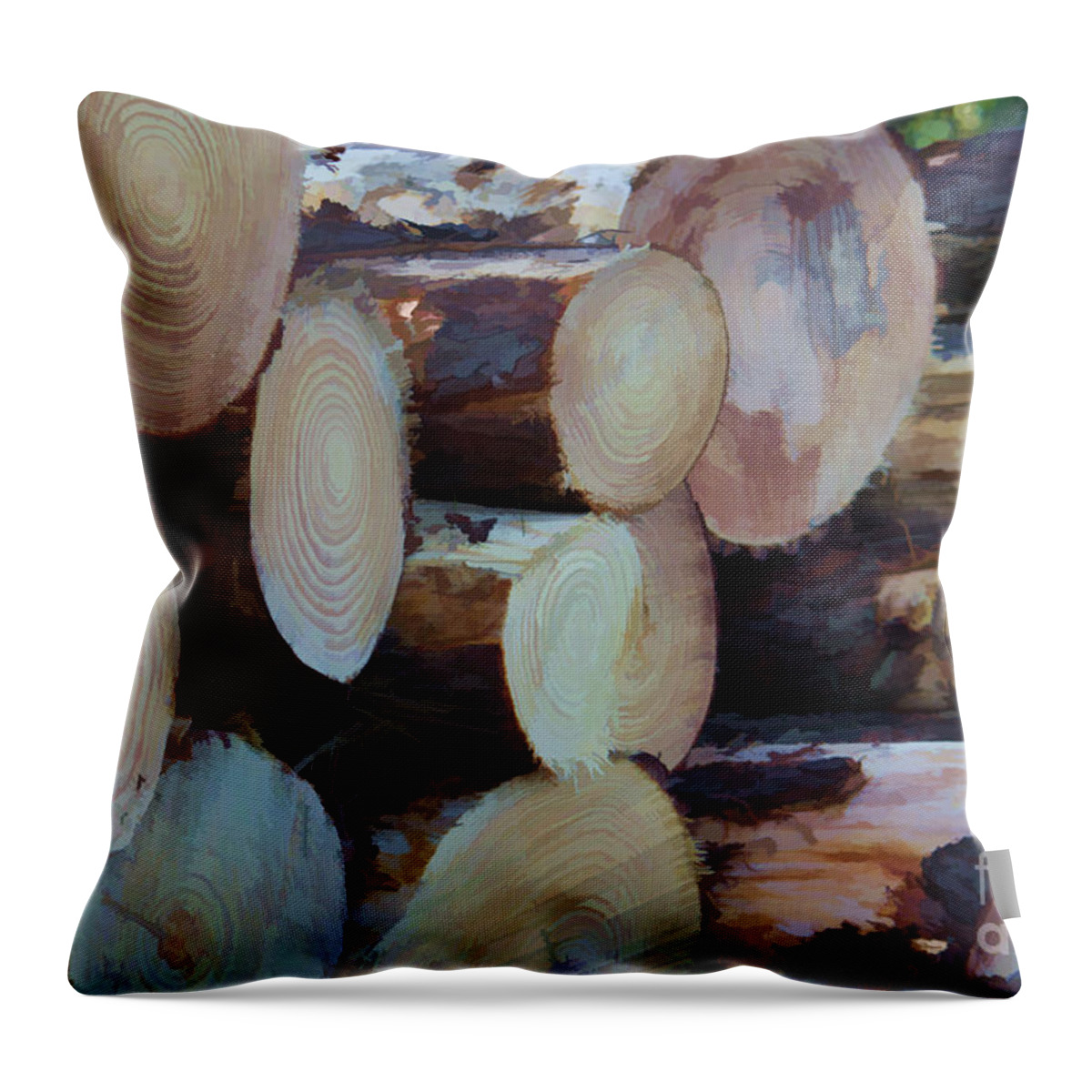 Abstract Throw Pillow featuring the photograph Abstract Log Pile by Roberta Byram