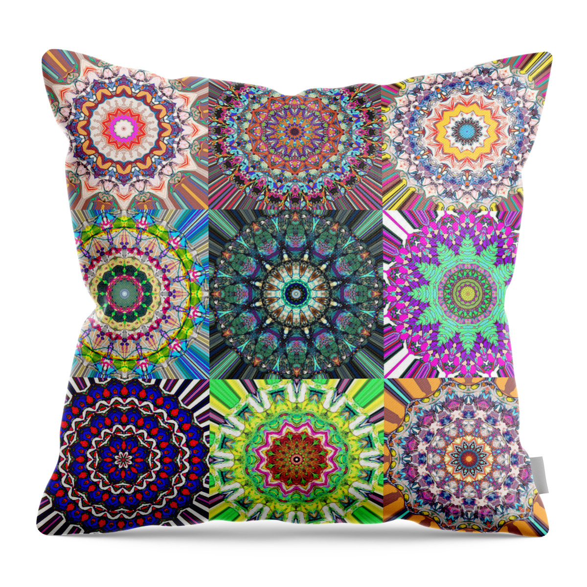 Mandala Throw Pillow featuring the digital art Abstract Mandala Collage by Phil Perkins