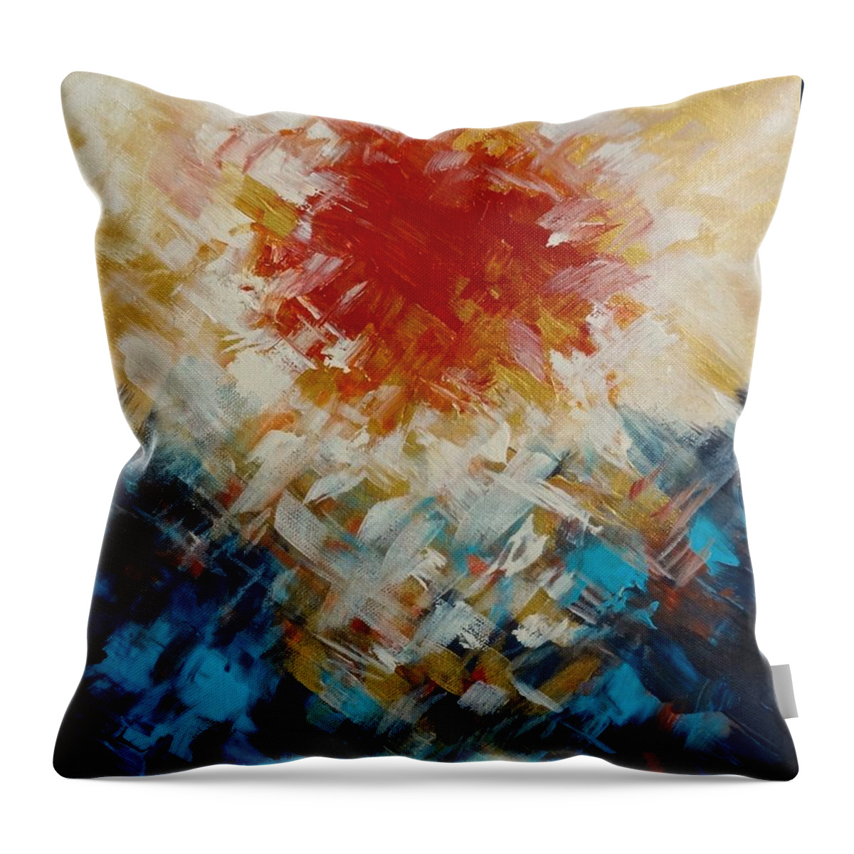 Abstract Throw Pillow featuring the painting Abstract Blood Moon by Michelle Pier