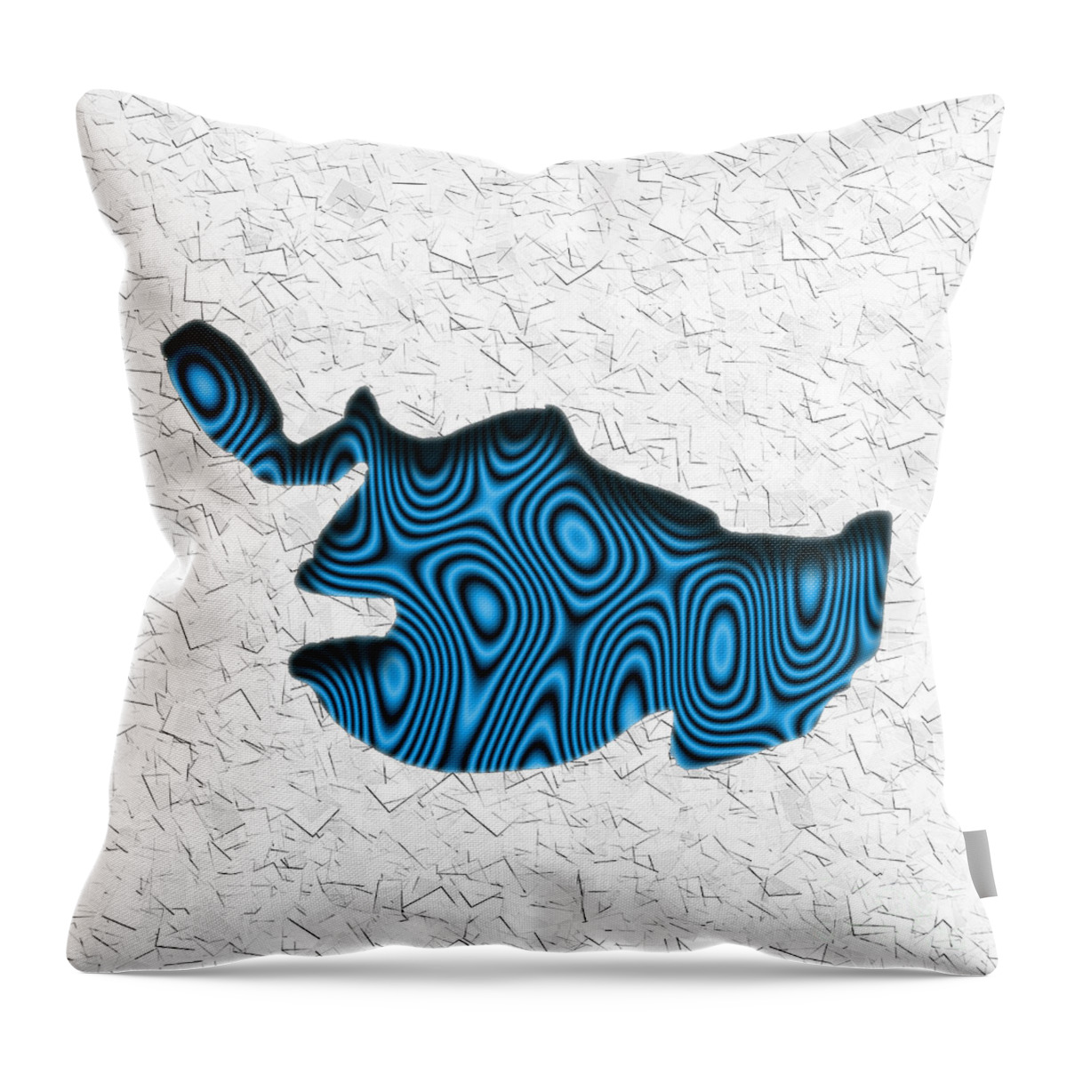 Monster Throw Pillow featuring the digital art Abstract Monster Cut-Out Series - Blue Swimmer by Uncle J's Monsters