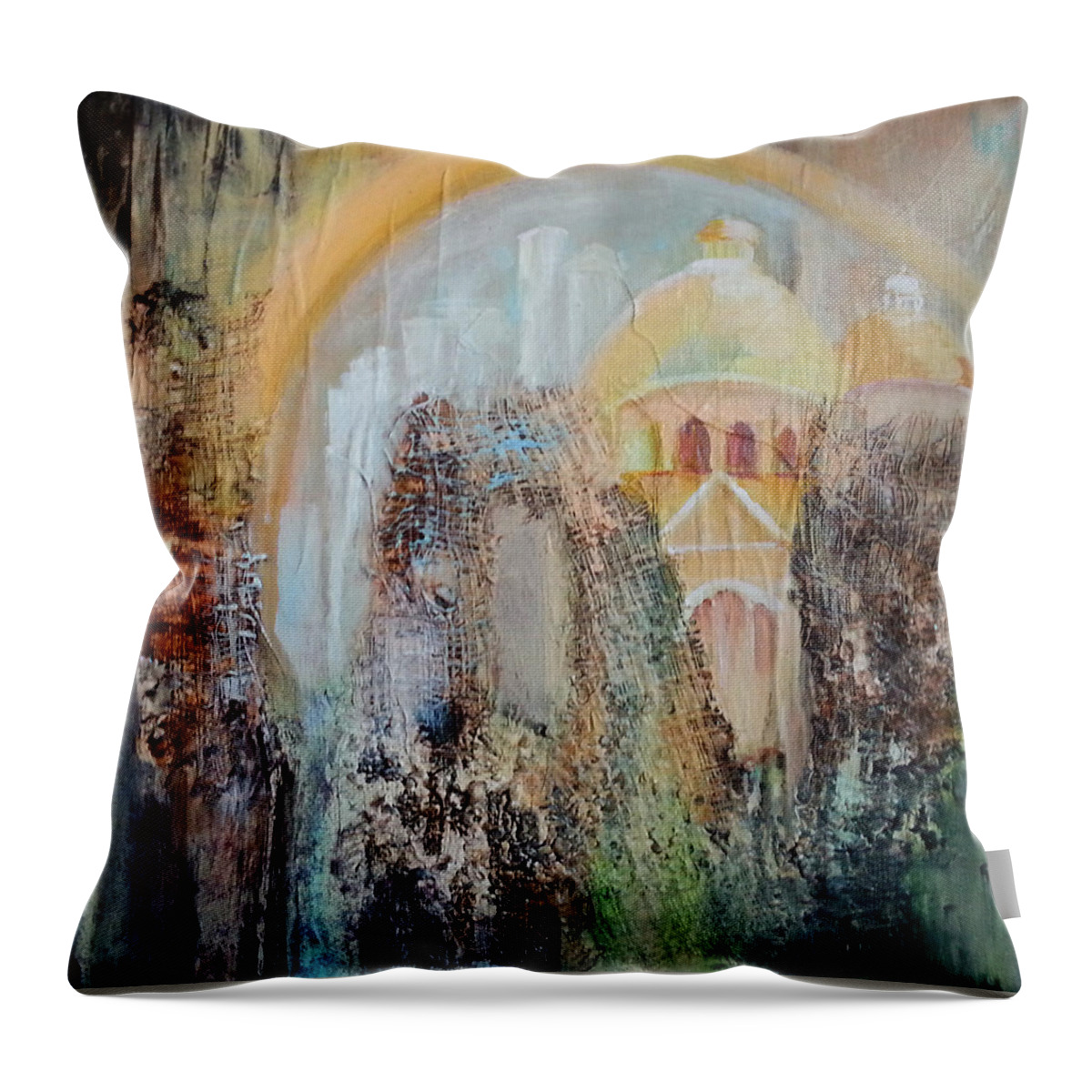 Modern Throw Pillow featuring the painting Abstract No.13 by Florentina Maria Popescu