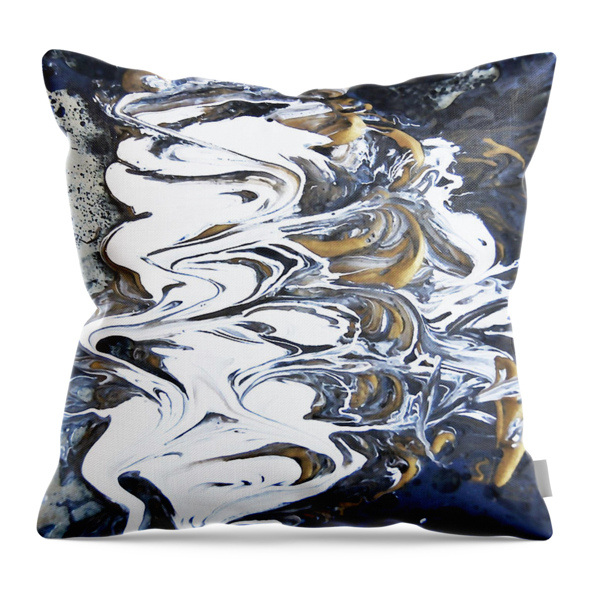 Acrylic Painting Throw Pillow featuring the mixed media Tidal Wave Abstract Painting 1 - mixed media by Renee Anderson