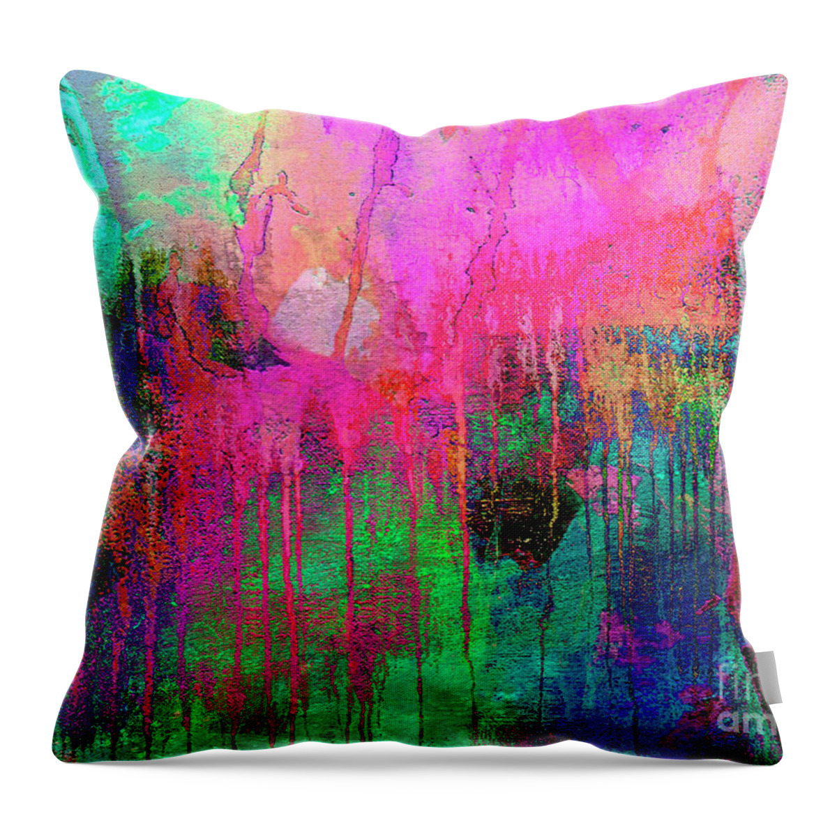 621 Throw Pillow featuring the painting Abstract Painting 621 Pink Green Orange Blue by Ricardos Creations