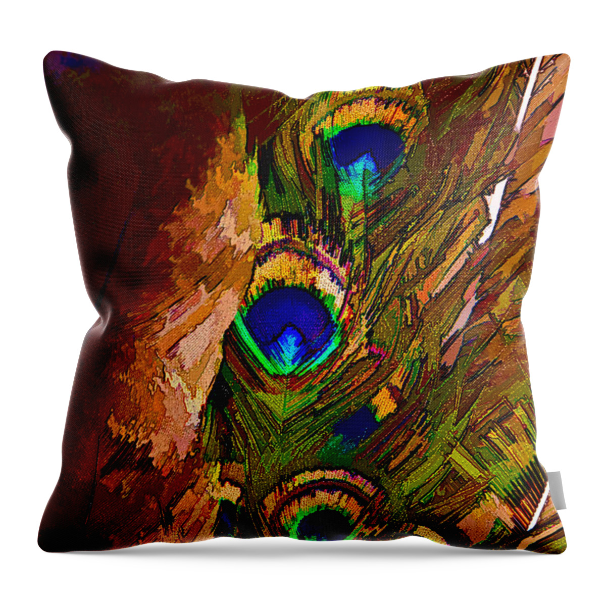 Abstract Throw Pillow featuring the digital art Abstract Peacock by Ches Black