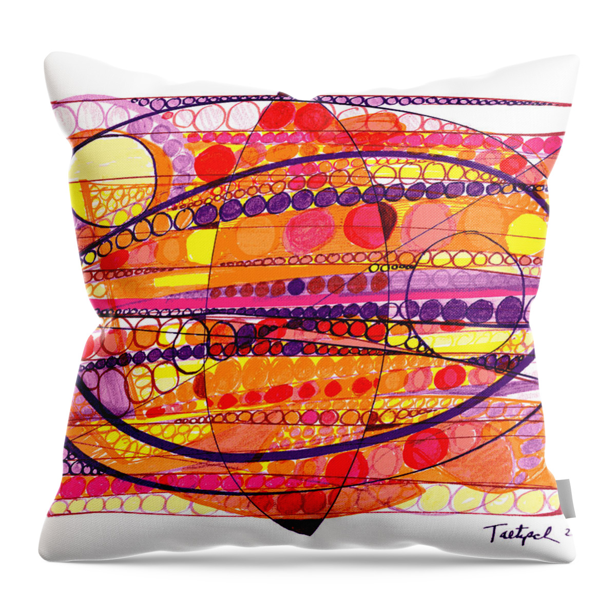 Abstract Art Throw Pillow featuring the drawing Abstract Pen Drawing Fourteen by Lynne Taetzsch