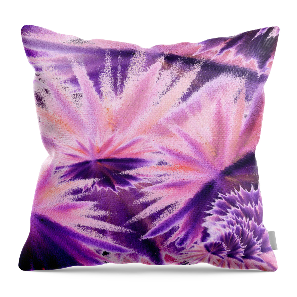 Abstract Throw Pillow featuring the painting Abstract Purple Flowers by Irina Sztukowski