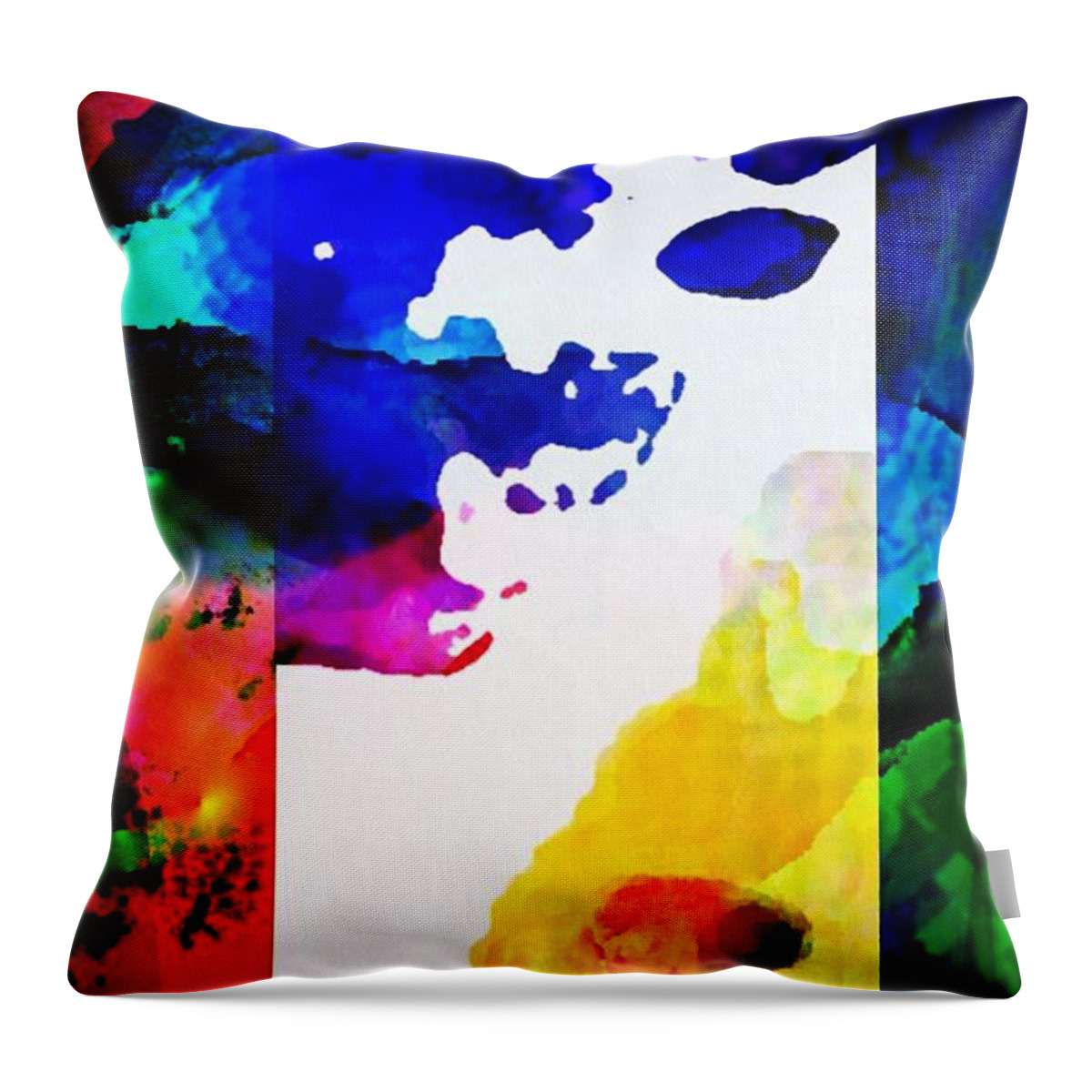 Paintings Throw Pillow featuring the painting Rectangle Merge Abstract by Delynn  by Delynn Addams