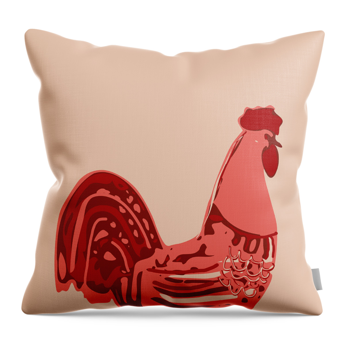 Animal Throw Pillow featuring the digital art Abstract Rooster Contours by Keshava Shukla