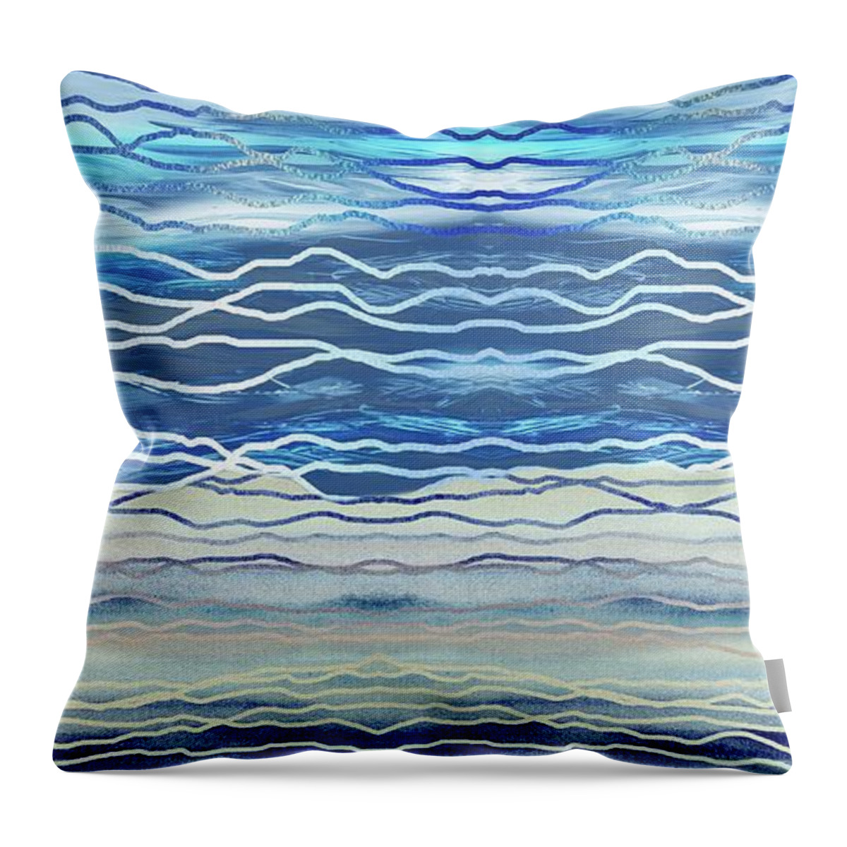 Turquoise Blue Throw Pillow featuring the painting Abstract Seascape Beach House Interior Decor III by Irina Sztukowski