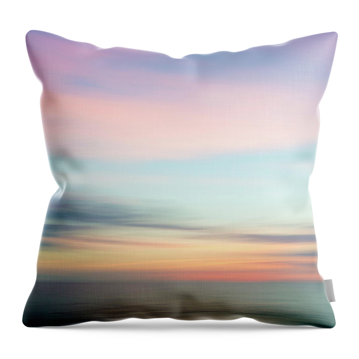 Abstract Throw Pillow featuring the photograph Abstract sunset sky and ocean nature background. by Irina Moskalev