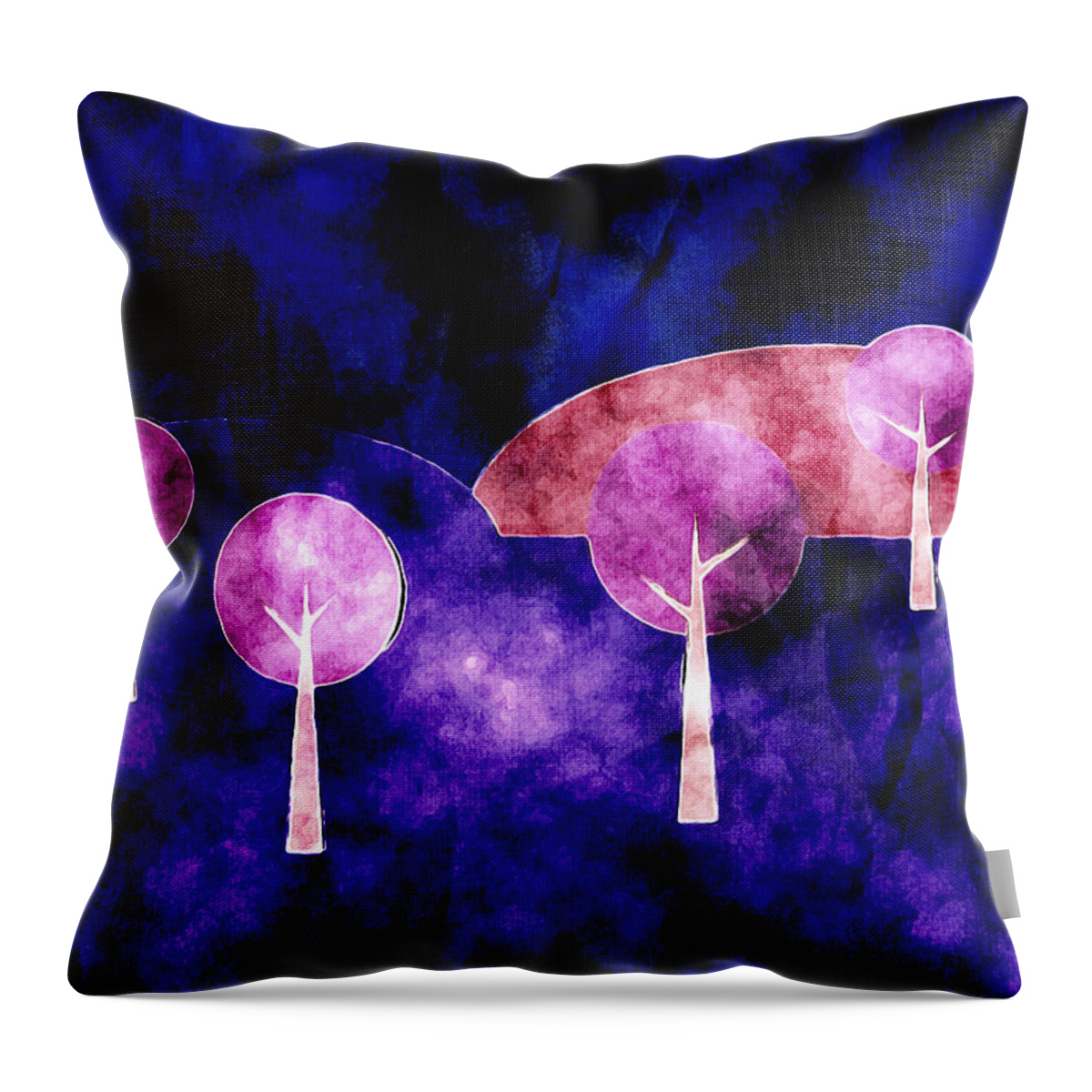 Hills Throw Pillow featuring the digital art Abstract Textural Trees And Hills by Phil Perkins