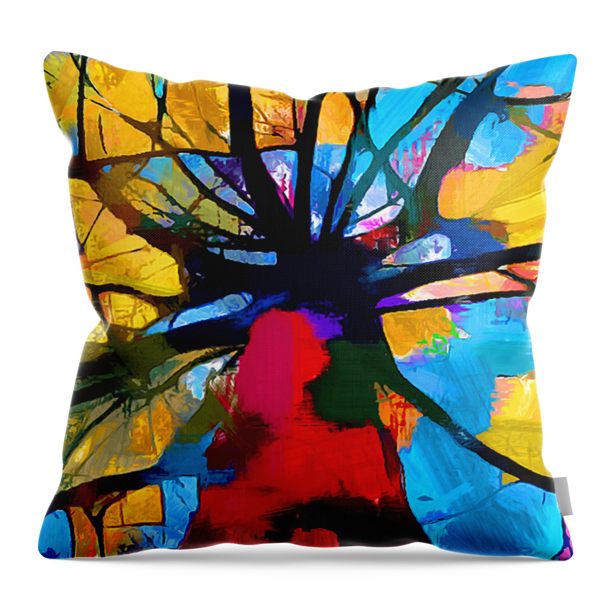 Abstract Throw Pillow featuring the painting Abstract Tree by Chris Butler
