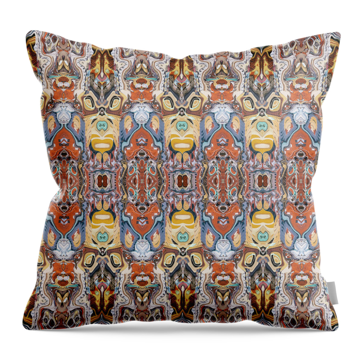Masks Throw Pillow featuring the digital art Abstract Tribal Pattern by Phil Perkins