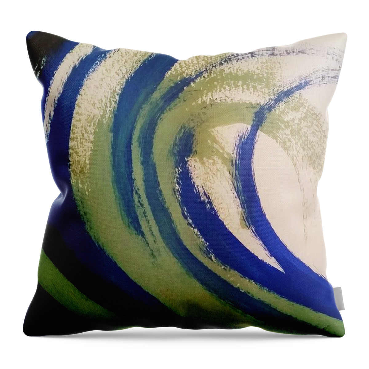 Abstract Throw Pillow featuring the painting Abstract Waves by Vale Anoa'i