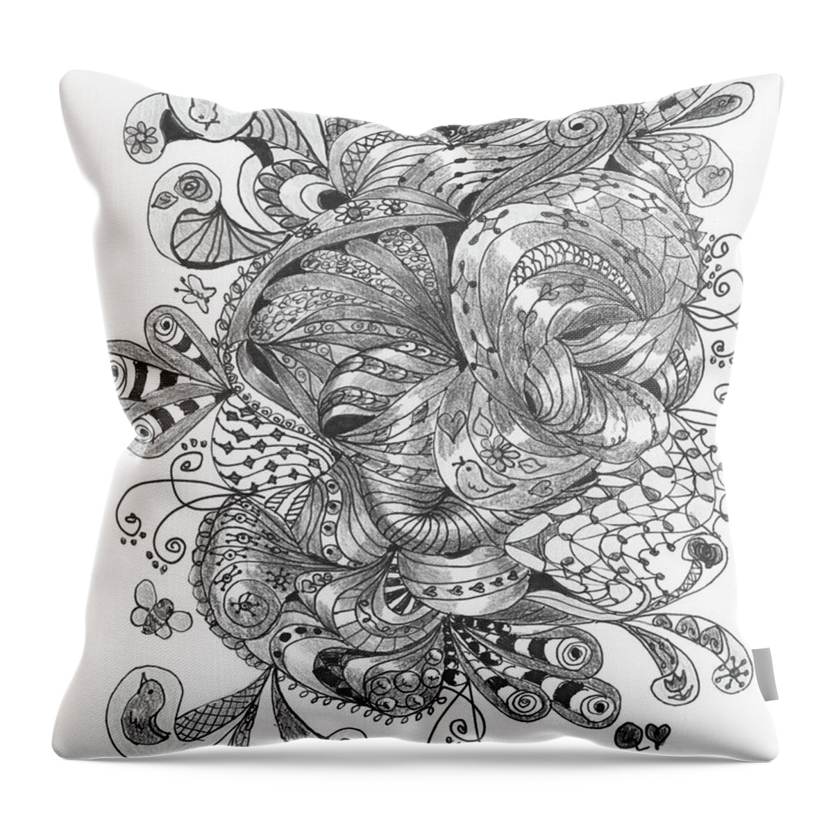 Zentangle©️ Throw Pillow featuring the drawing Abstract2 by Quwatha Valentine