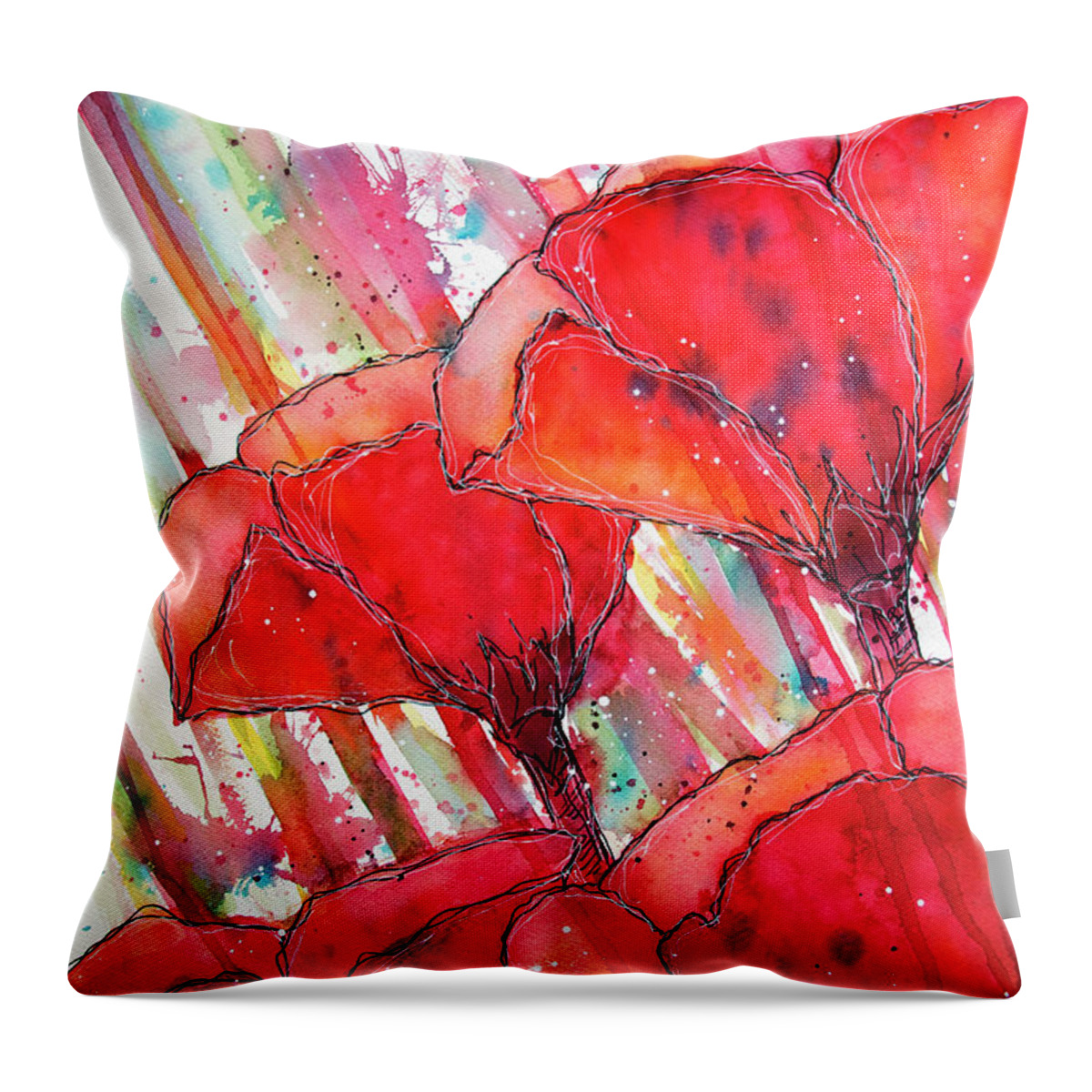 Abstract Throw Pillow featuring the painting Abstracted Poppies No.2 by Rebecca Davis