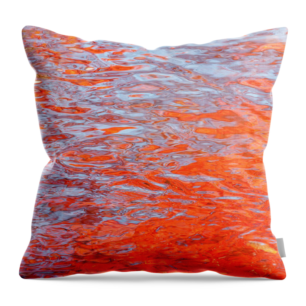 Autumn Throw Pillow featuring the photograph Water color abstraction of reflections. by Usha Peddamatham
