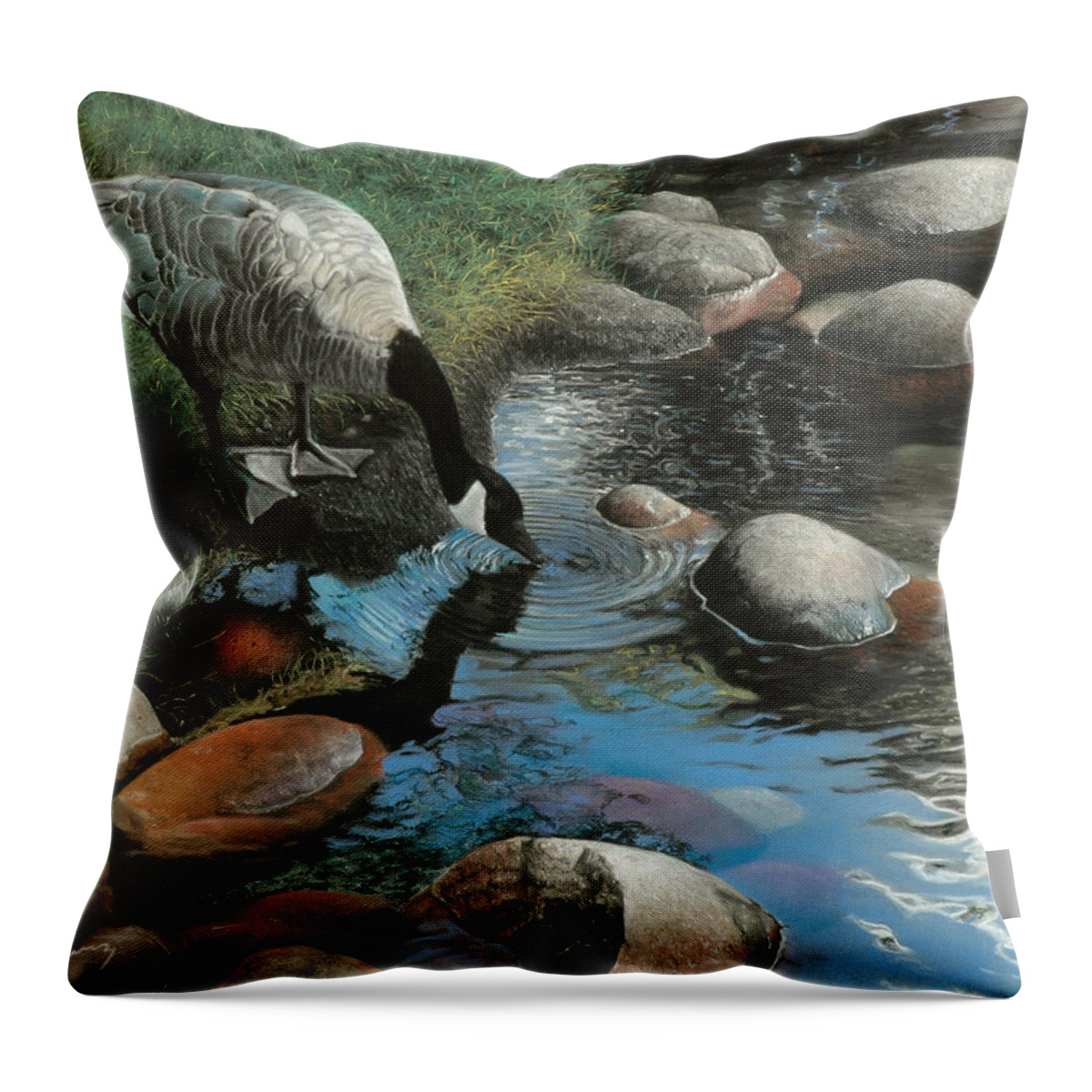 Canadian Geese Throw Pillow featuring the painting Abundance by David Vincenzi