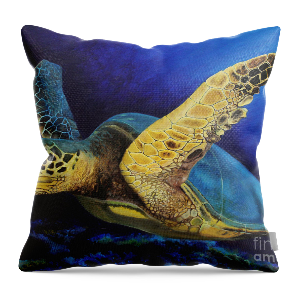 Turtle Throw Pillow featuring the painting Las Tortugas by Jerome Wilson