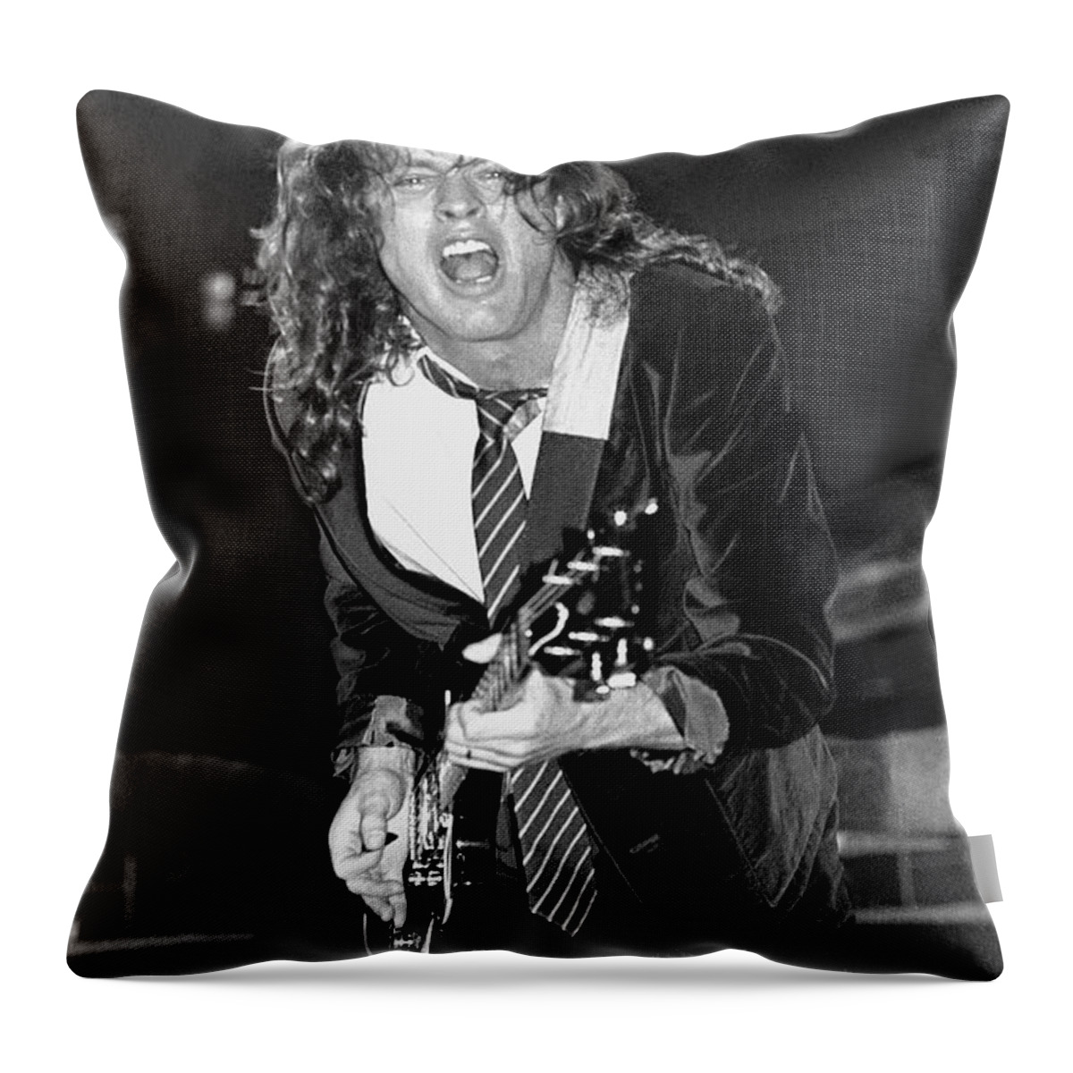 Rock Throw Pillow featuring the photograph Ac Dc - Angus Young by Concert Photos
