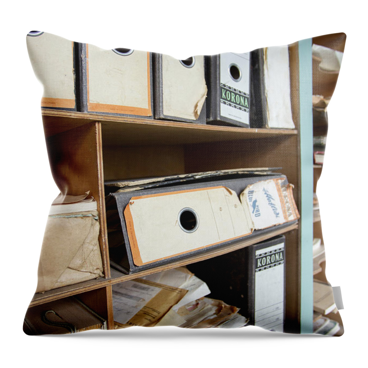 Iceland Throw Pillow featuring the photograph Account books in an old office by Edward Fielding