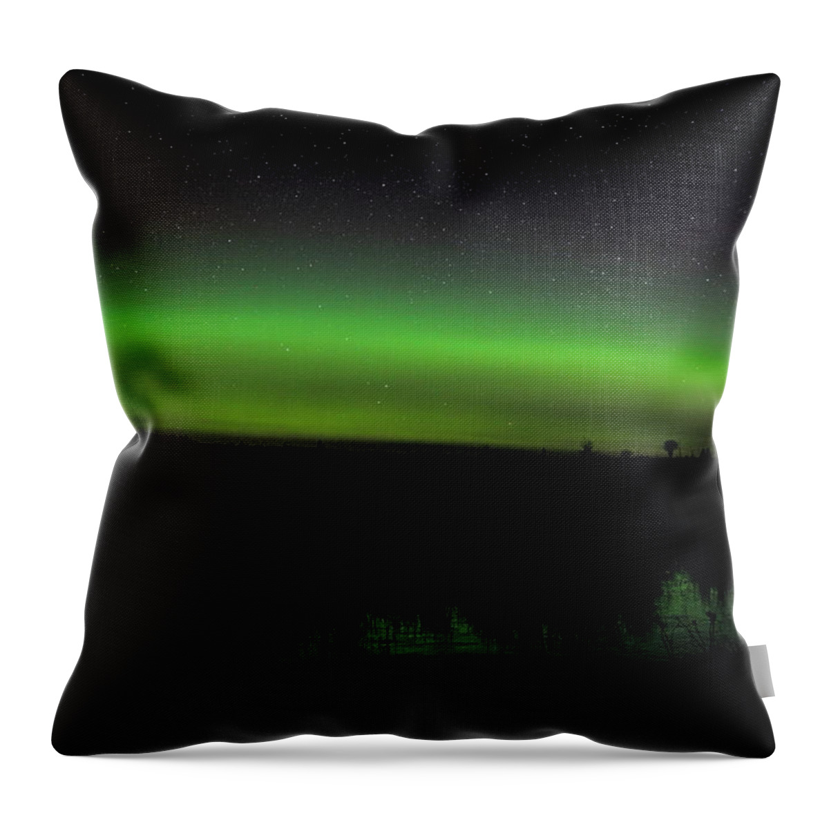 Aurora Borealis Throw Pillow featuring the photograph Ackley Green Glow by Dale Kauzlaric