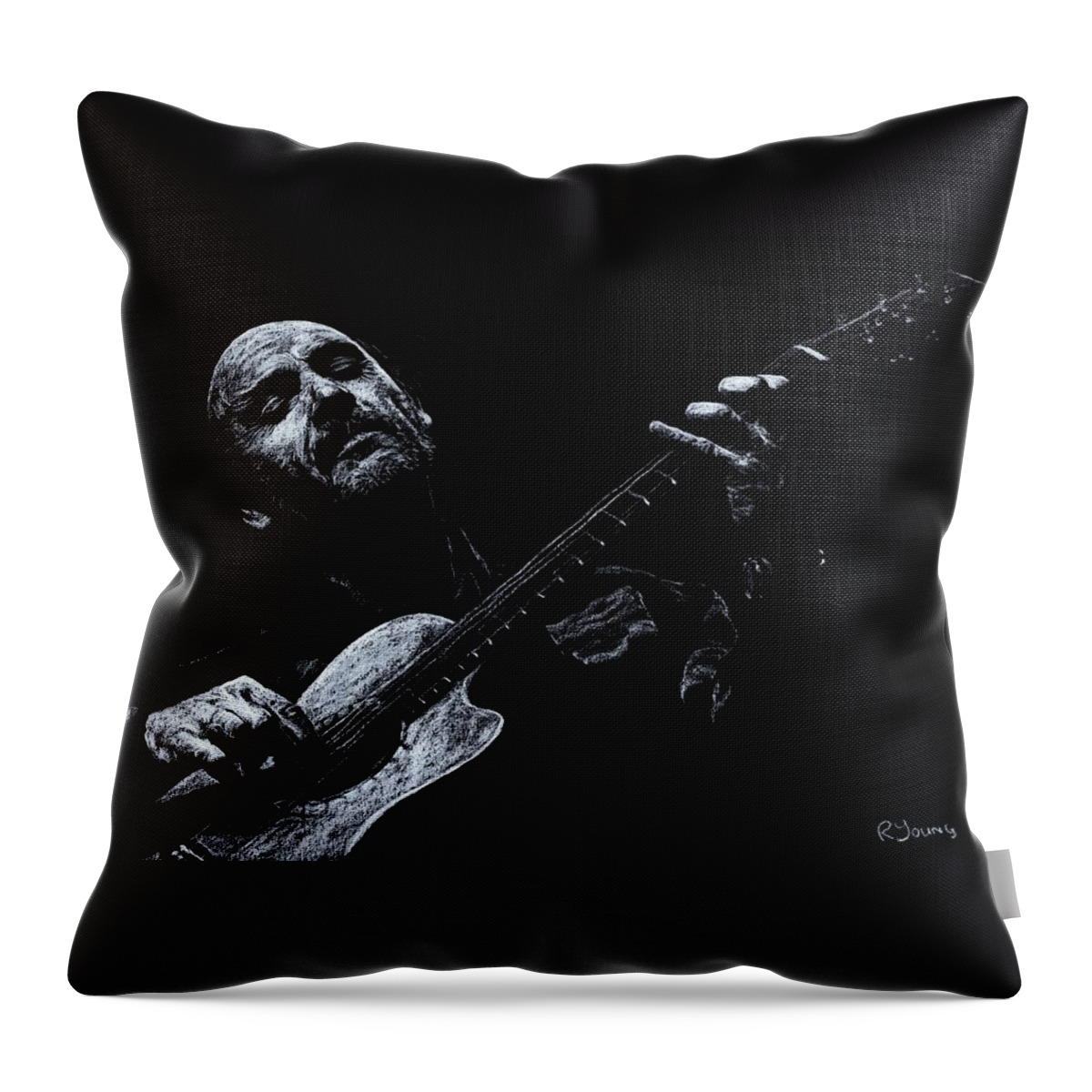 Musician Throw Pillow featuring the pastel Acoustic Serenade by Richard Young