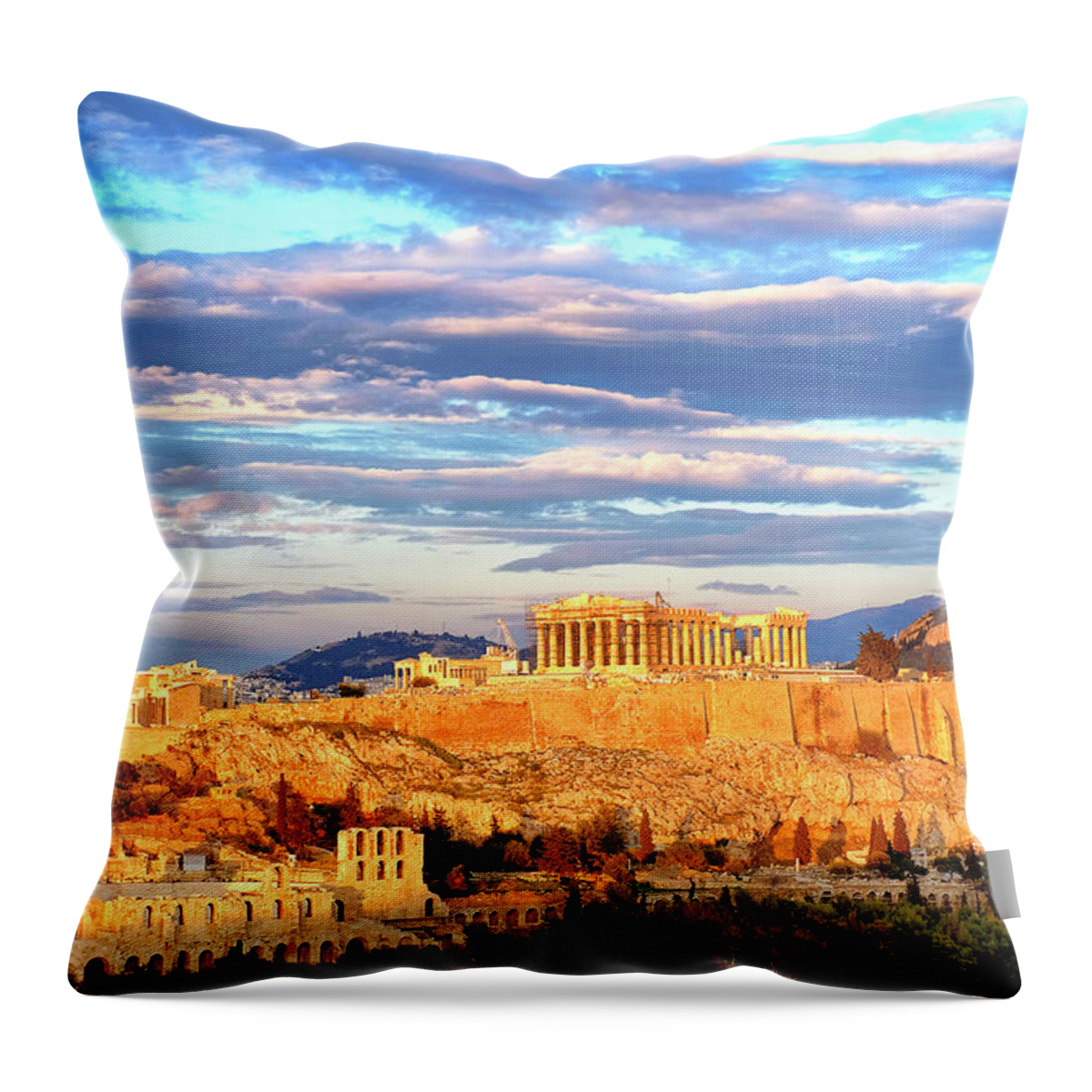 Acropolis Throw Pillow featuring the photograph Acropolis of Athens by Fabrizio Troiani