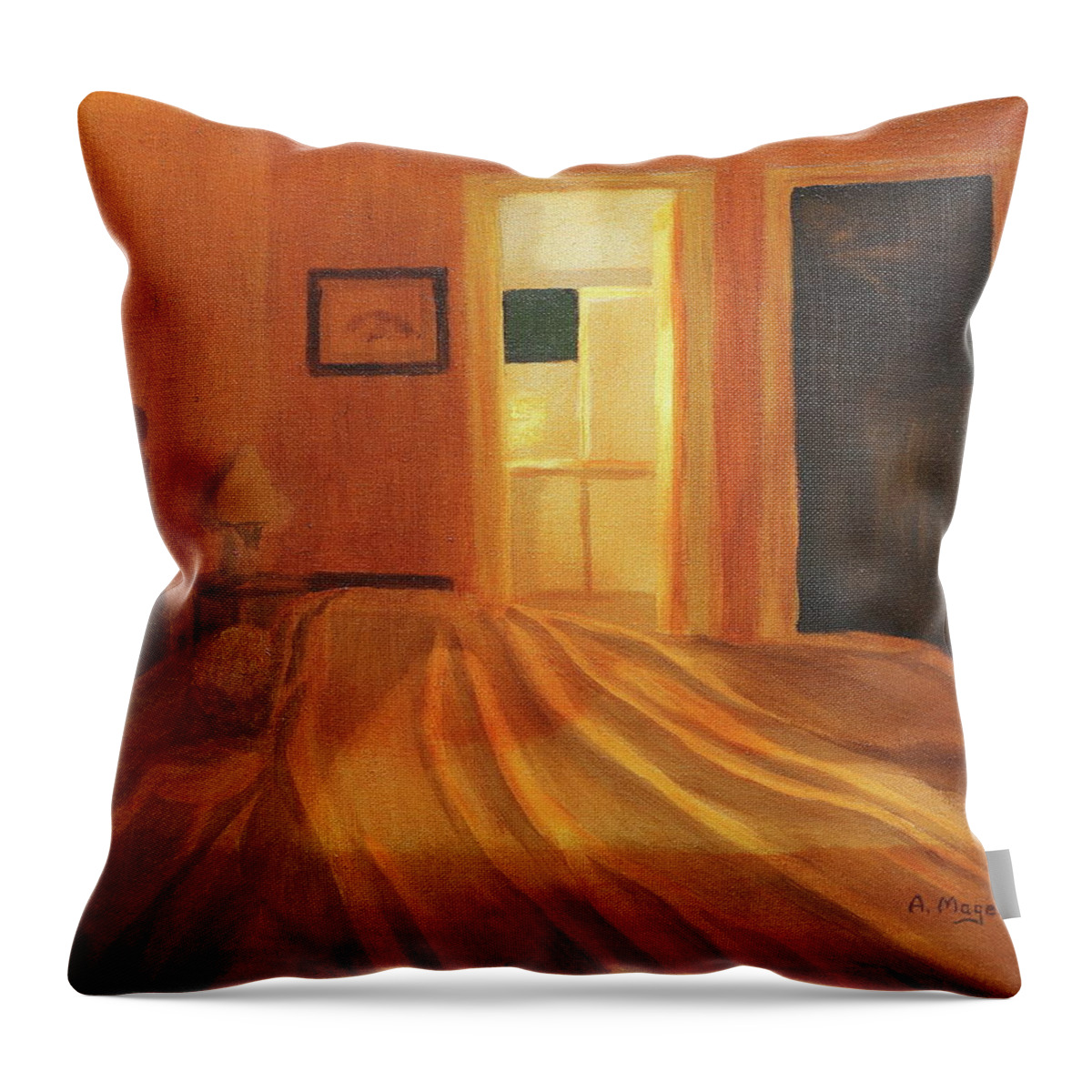 Painting Throw Pillow featuring the painting Across the Bed by Alan Mager