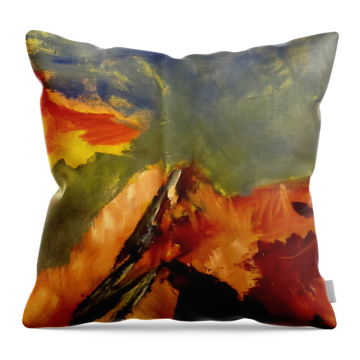  Throw Pillow featuring the painting Across the divide by Patricia Cleasby