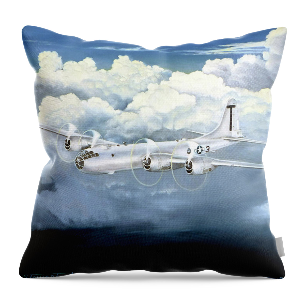 Aircraft Throw Pillow featuring the painting Across the Pacific by Marc Stewart