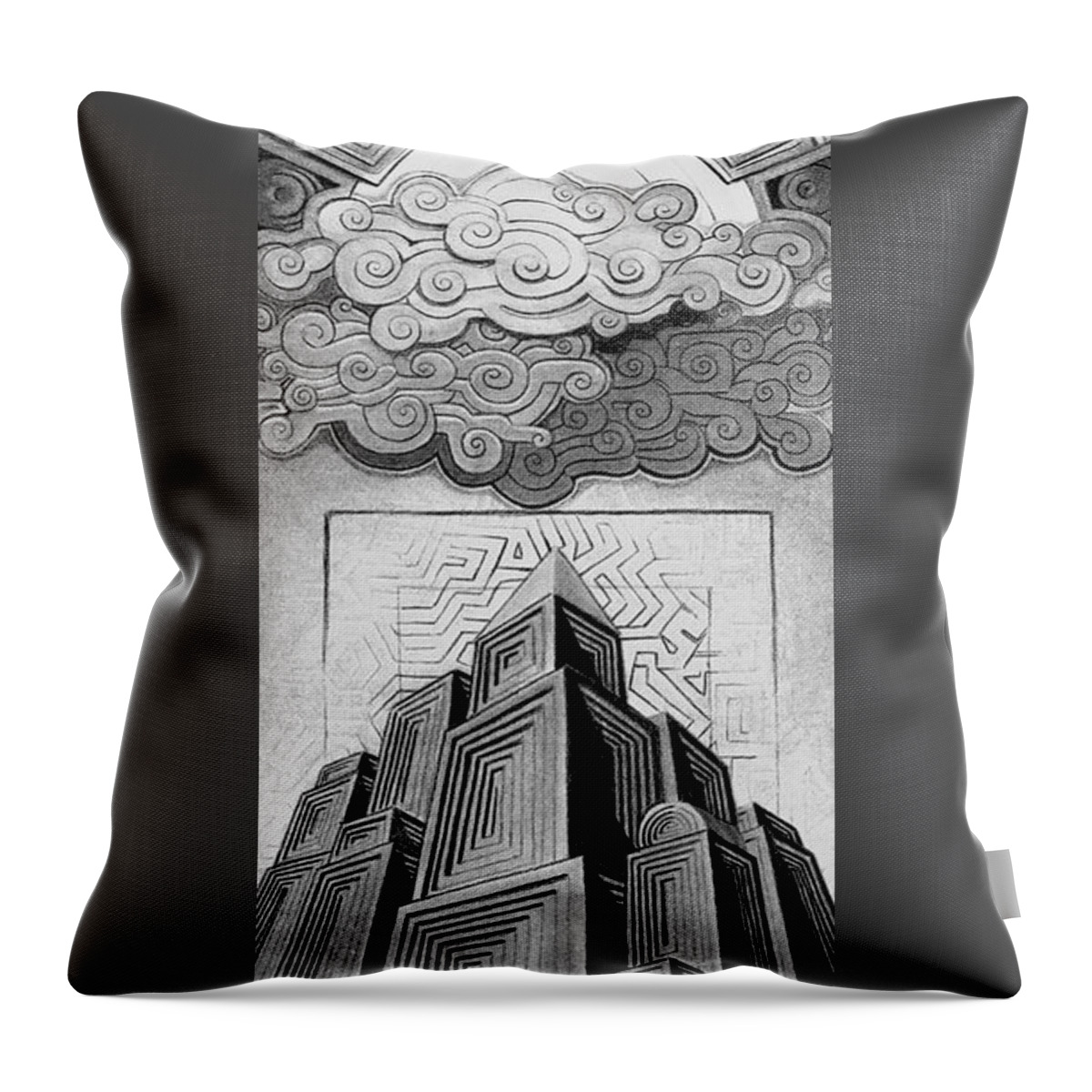 Art Throw Pillow featuring the drawing Active Sky by Myron Belfast