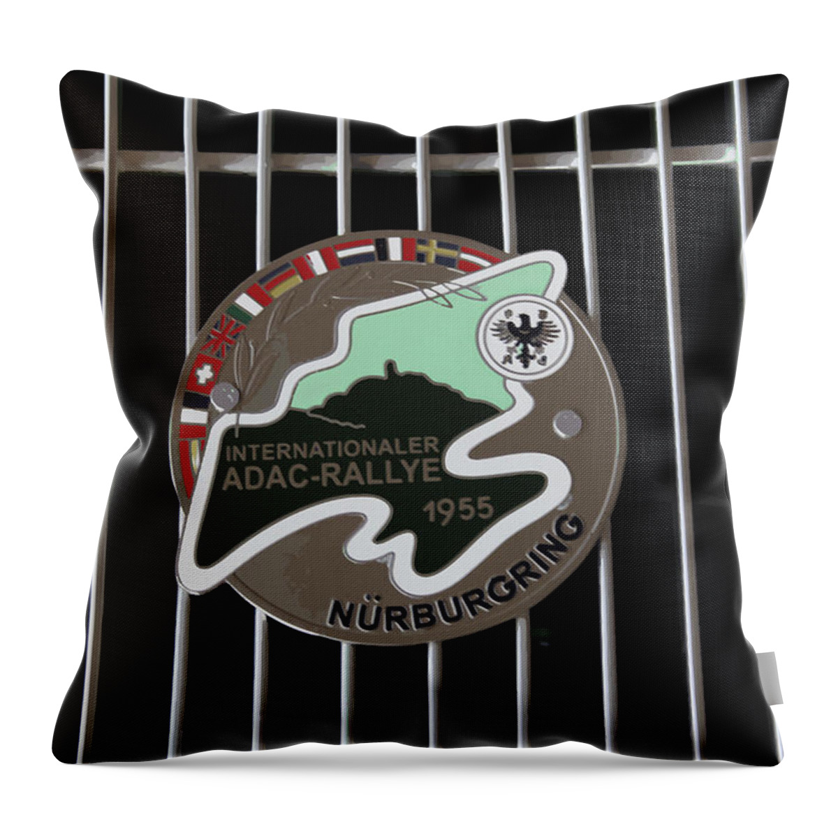 Adac Throw Pillow featuring the drawing ADAC Rallye 1955 by Darrell Foster