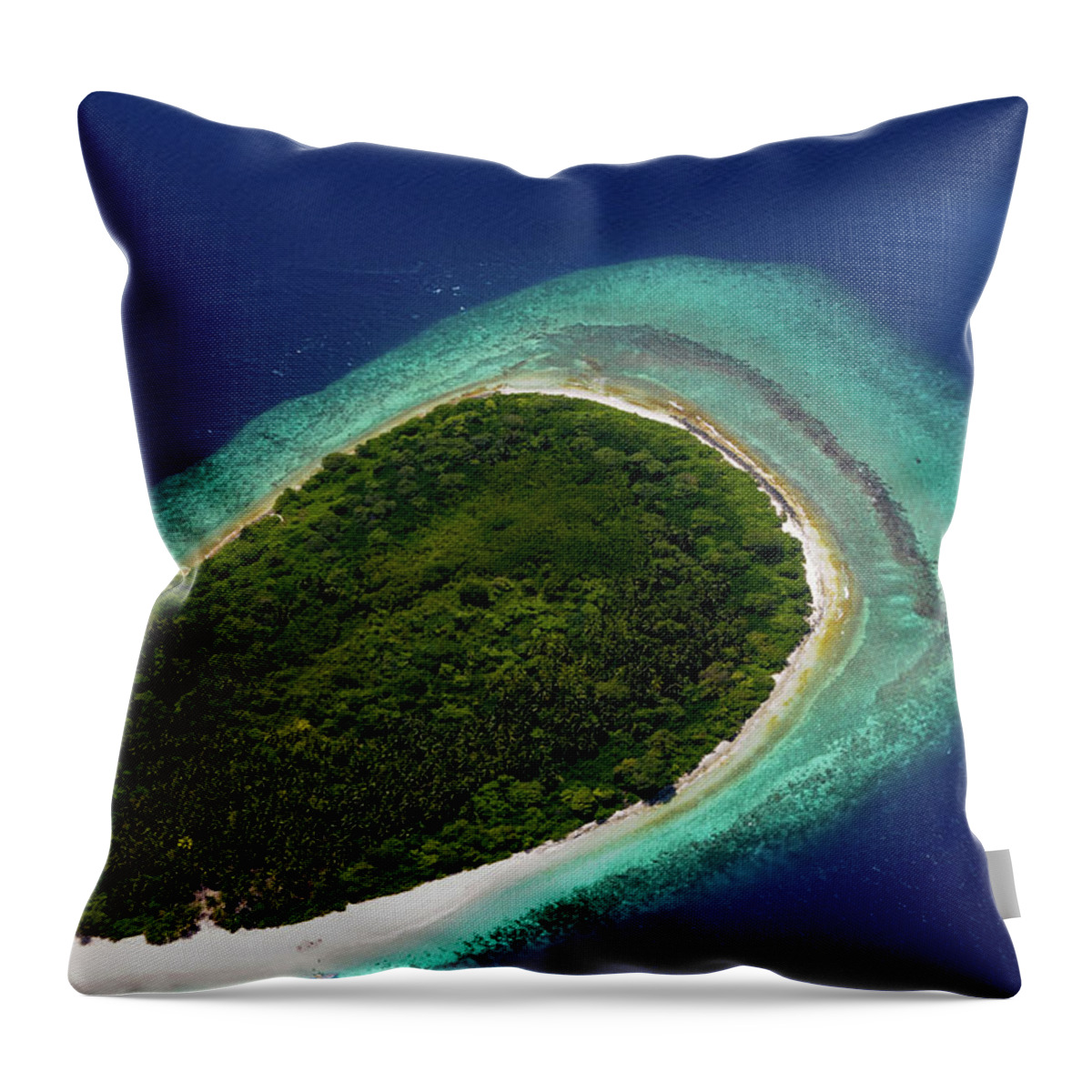 Island Throw Pillow featuring the photograph Aerial View of Deserted Island. Maldives by Jenny Rainbow
