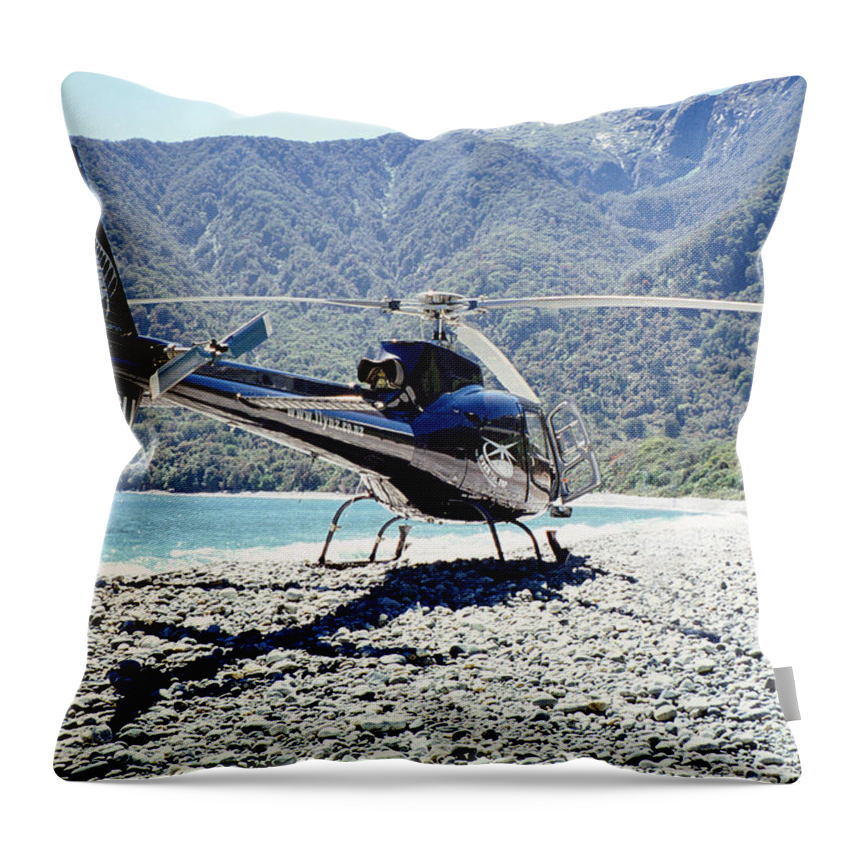 New Zealand Nature Throw Pillow featuring the photograph Aerospatiale Ecureuil 350, New Zealand by Wernher Krutein