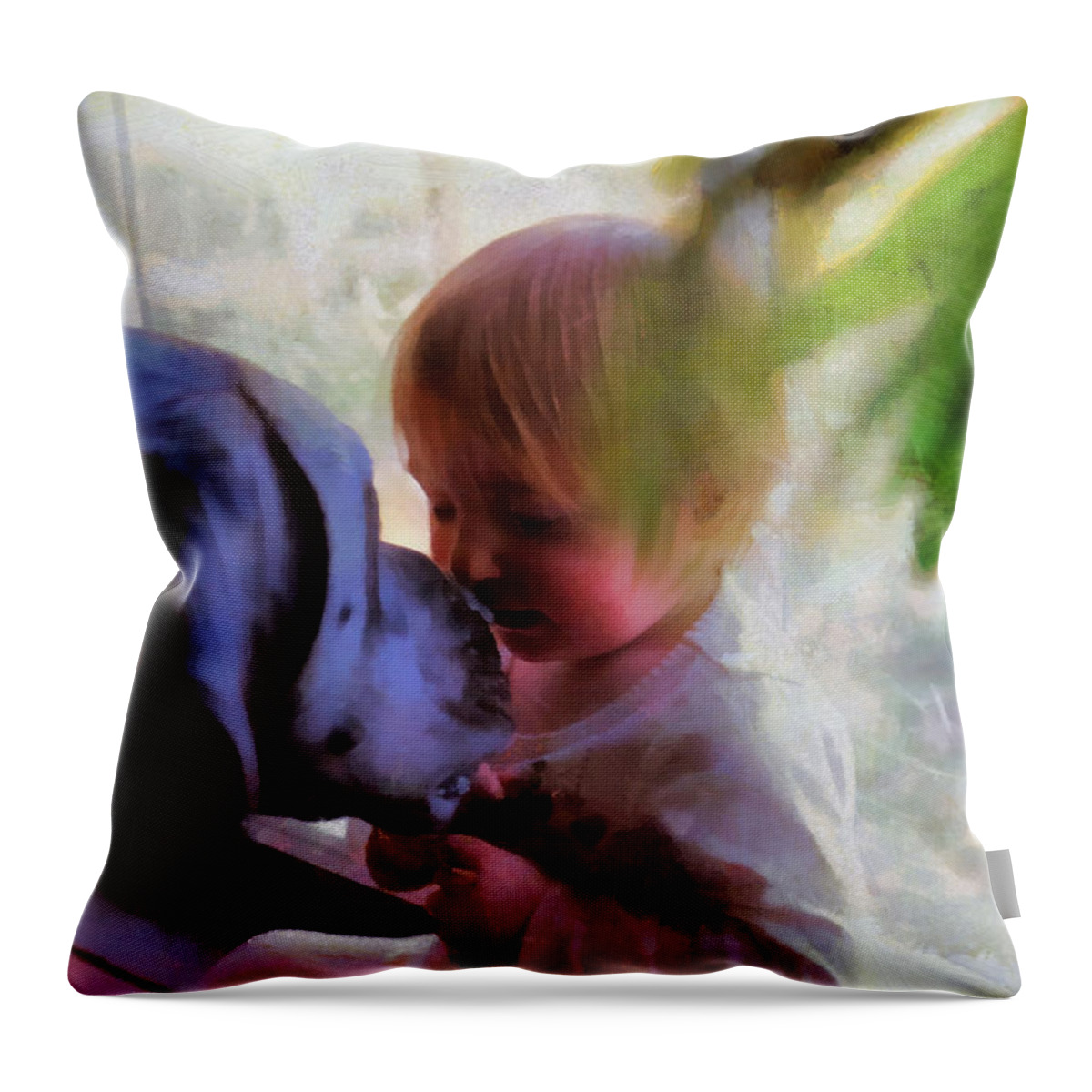 Baby Throw Pillow featuring the painting Affection by Theresa Campbell